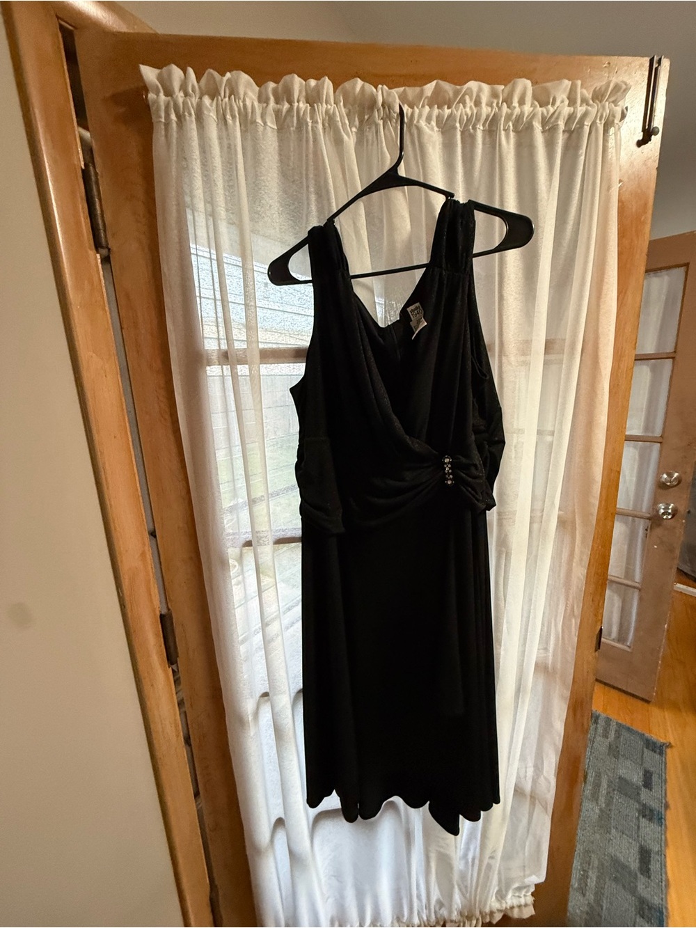 Studio 1940 Black Sleeveless Midi Dress with Gathered Side Detail